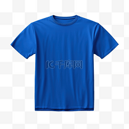 t恤空白模板图片_纯蓝色 T 恤样机模板，具有正面和