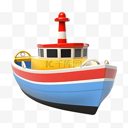 3d 插图玩具船