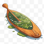 独木舟桨剪贴画淡水独木舟，上面有一个勺子，上面有绿色的糊状物卡通 向量