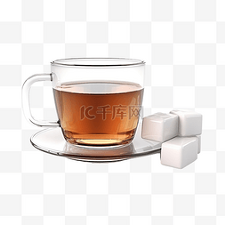 薄荷有图片_3d 渲染茶和糖分离