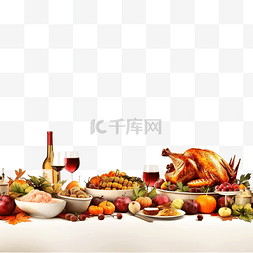感恩节庆祝活动的餐桌上有传统食