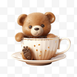 茶杯与熊高品质 3D 渲染