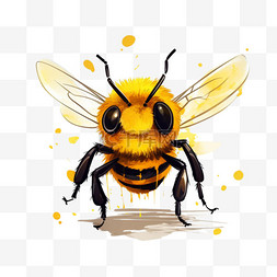 简单黄色蜜蜂元素立体免抠图案