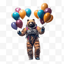 拿着气球的熊宇航员
