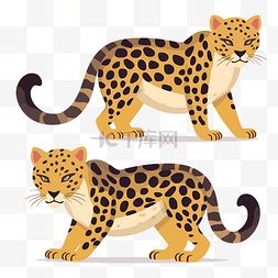 坐立的豹子图片_美洲虎剪贴画两个矢量豹子动物站