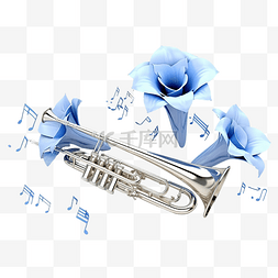 喇叭音乐符号图片_蓝色的喇叭和音乐