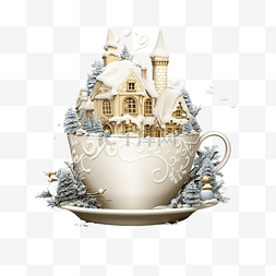 杯子中的茶图片_有圣诞节槲寄生的咖啡杯
