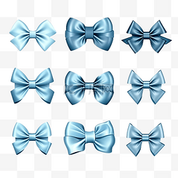 蓝色蝴蝶结或丝带装饰蝴蝶结 3d 