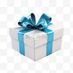 3色蝴蝶结图片_带蓝色蝴蝶结的白色礼品盒