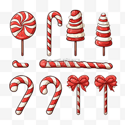 手绘手杖糖图片_手绘涂鸦圣诞糖果手杖矢量条纹手