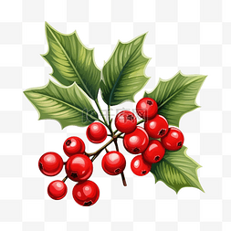 圣诞节或新年装饰用红色浆果的冬