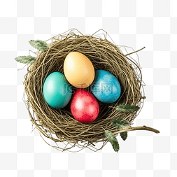 复活节快乐鸡蛋在巢里