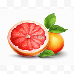 卡通葡萄柚图片_白色背景插图上的葡萄柚