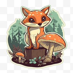 狐狸与树木图片_来自 Stickermonsters 的狐狸卡通贴纸