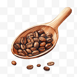 食物烘焙图片_木勺水彩烘焙咖啡豆