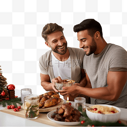 吃貨图片_圣诞节那天，男同性恋夫妇在家里