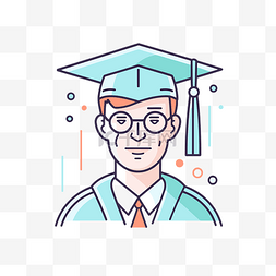戴着眼镜和毕业帽的毕业生的形象
