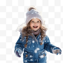 地上雪图片_冬天在雪地上玩耍的女孩圣诞节那