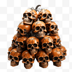 万圣节南瓜里装满了成堆的头骨，