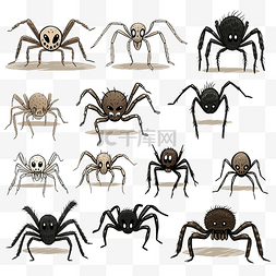 可怕的蜘蛛图片_蜘蛛万圣节涂鸦套装怪异可怕的蜘