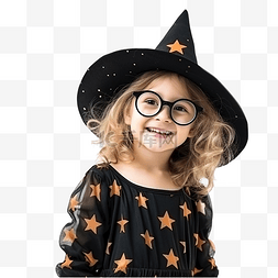巫婆眼镜图片_快乐的女巫孩子在万圣节派对上戴