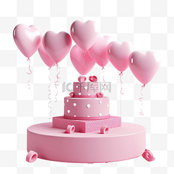 粉红色气球图片_有很多心形气球的粉红色讲台