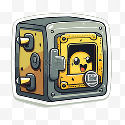 储物柜的设计图片_开放式储物柜剪贴画的黄色卡通脸