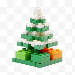 创意平躺圣诞松树和塑料积木雪