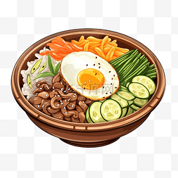 韩国拌饭国民美食插画