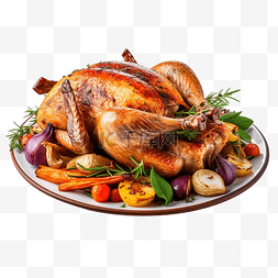 烤鸡胸图片_感恩节烤火鸡或鸡肉和蔬菜