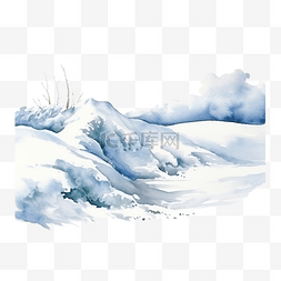冬天飘雪的水彩插画