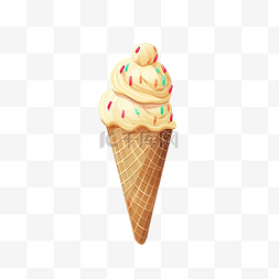 华夫饼蛋筒冰淇淋插画