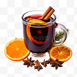 酒香味图片_一杯加橙子和香料的热红酒