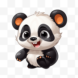 生完孩子图片_可爱的熊猫奔跑 PNG