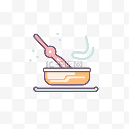 有勺子图片_方形平面图标，桌子和碗上有勺子