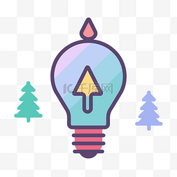 圣诞节 id 灯泡与圣诞树和箭头图