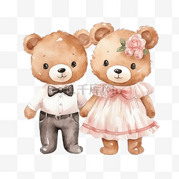 粉色裙子熊图片_可爱甜蜜婚礼爱情新娘新郎泰迪熊