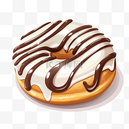 带棕色条插图的白巧克力甜甜圈