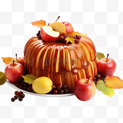 甜蛋糕与苹果水果庆祝感恩节