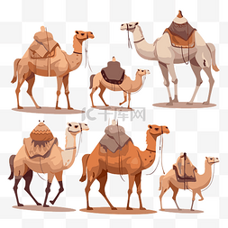 自然环境矢量图片_骆驼剪贴画 十个骆驼人物矢量图
