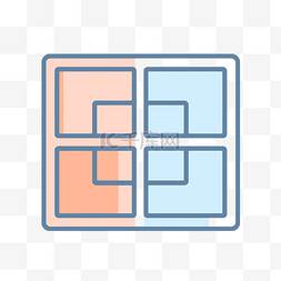 带有 4 个彩色方块的水平线性立方