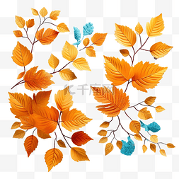 桌子上植物图片_蓝色桌子上的橙色秋叶