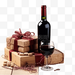葡萄和盒子图片_酒瓶和礼物