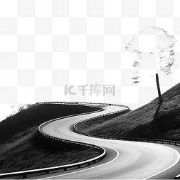 白色地平线图片_蜿蜒的道路黑色和白色
