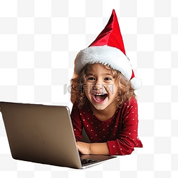 儿童口罩图片_圣诞节有趣的孩子在视频聊天圣诞