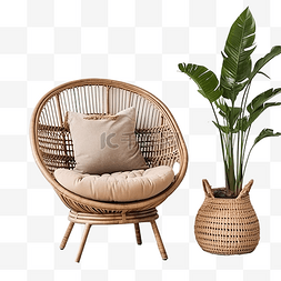 波西米亚风格的椅子和植物