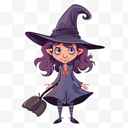 女巫剪贴画可爱的卡通小女巫与魔