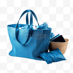 互联网图标蓝色图片_蓝色篮子和购物袋网购元素