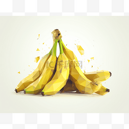 聚中背景图片_白色背景中的低聚香蕉