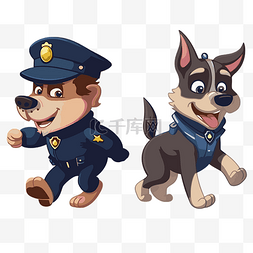 追逐剪贴画两个不同的警察人物卡